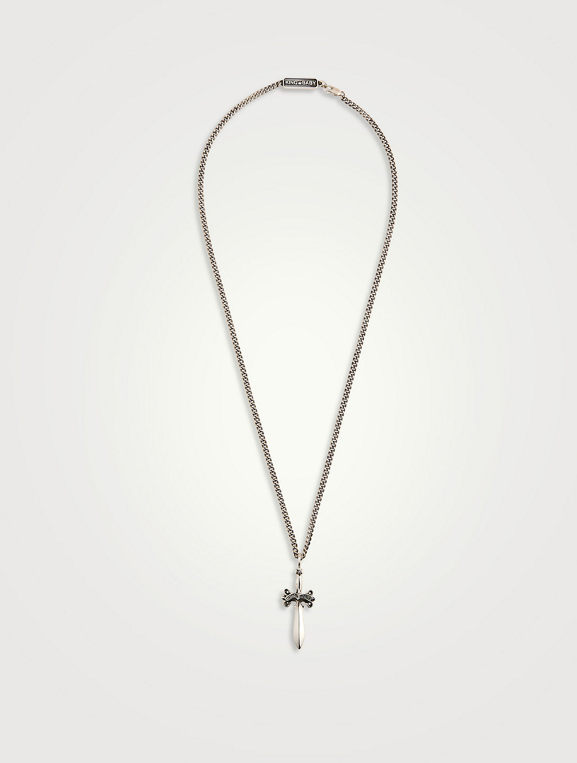 Silver Dagger Pendant Necklace