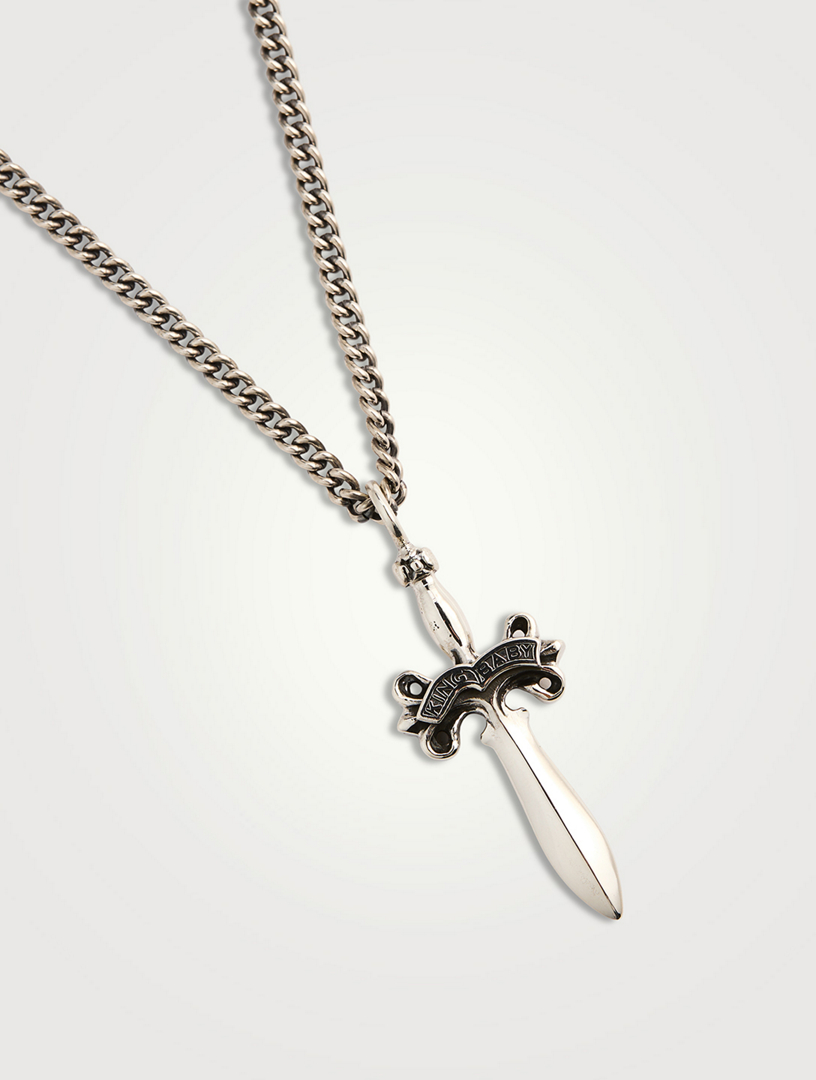Silver Dagger Pendant Necklace