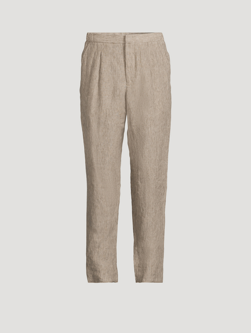 Faded Linen Straight-Leg Trousers