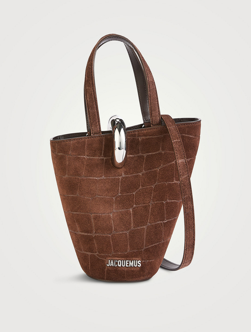 Sac seau Le Petit Bambola en suède embossé croco