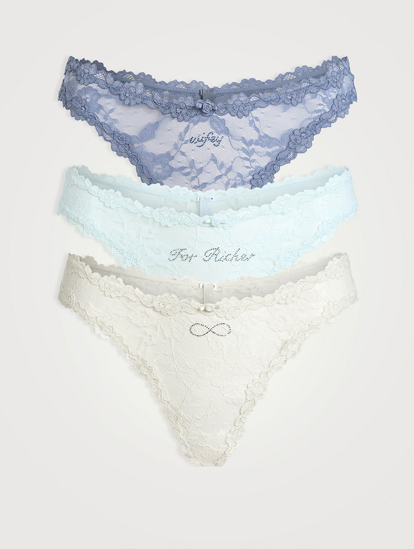 Stretch Lace Dipped Thong Pack