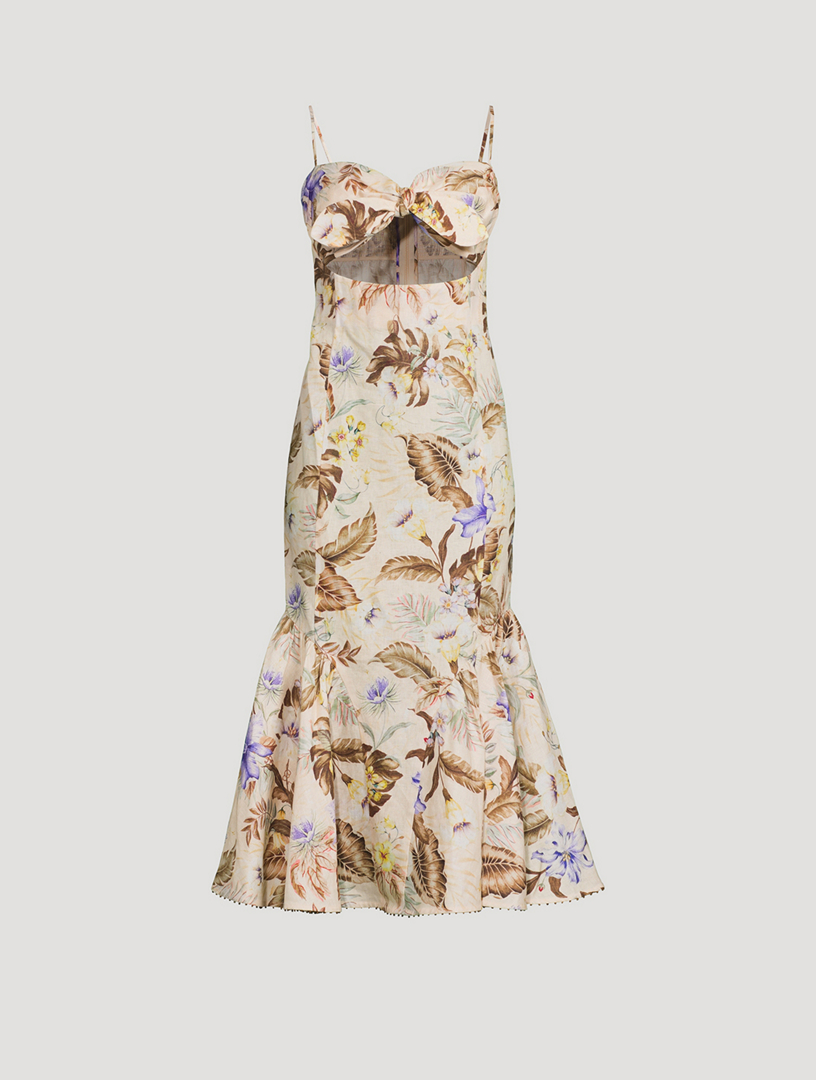 Coco Tie-Front Mermaid Dress In Floral Print
