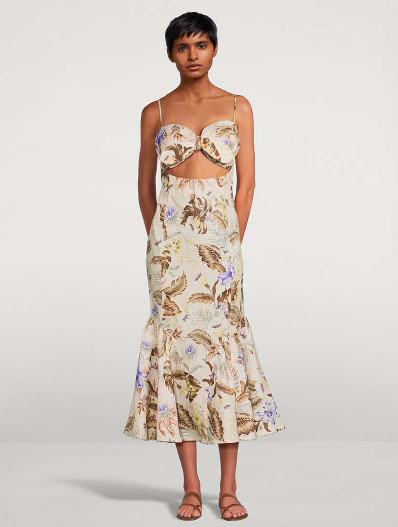 kahlani floral print long sleeve midi dress Kaylani Floral Midi Dress