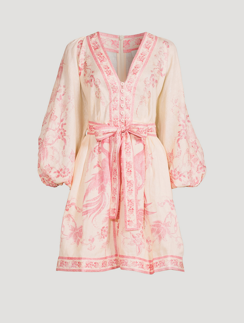 Lucky Belted Mini Dress In Floral Print