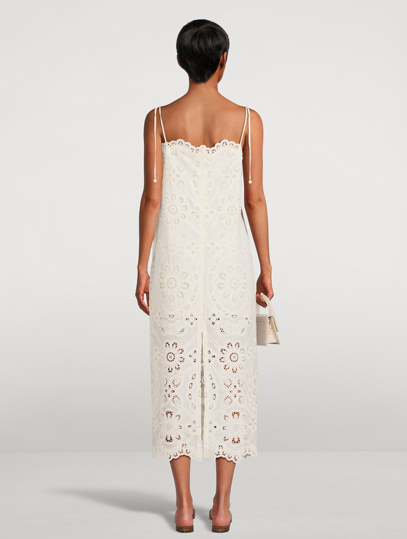 ZIMMERMANN Rhiannon Embroidered Lace Midi Dress | Holt Renfrew