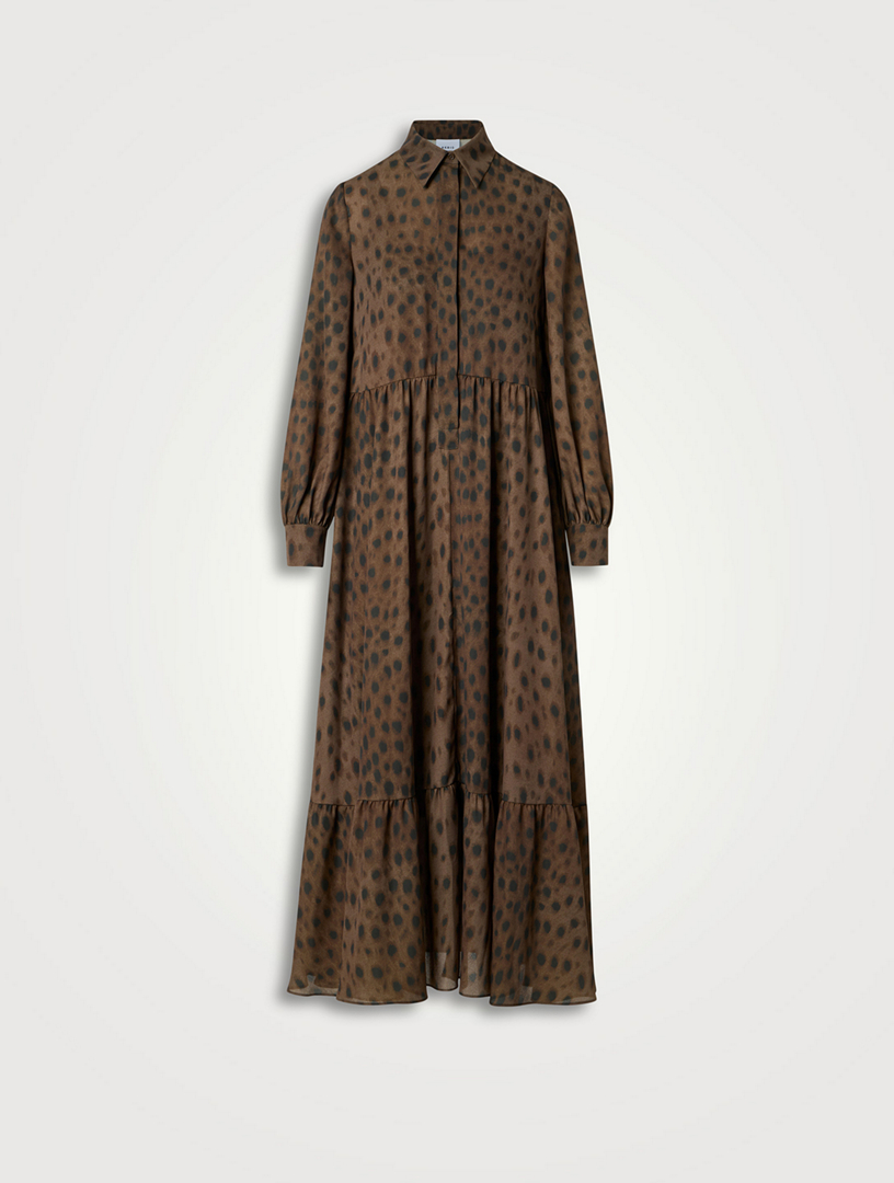 Georgette Shirt Dress In Leopard Print
