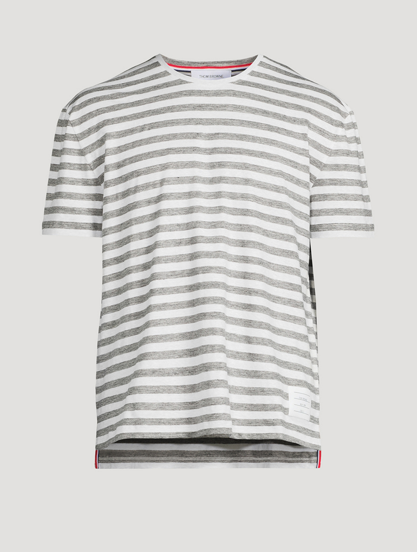 【関税&送料込】Thom Browne Jersey T-Shirt THOM BROWNE Striped Stretch Linen Jersey Ringer T-Shirt