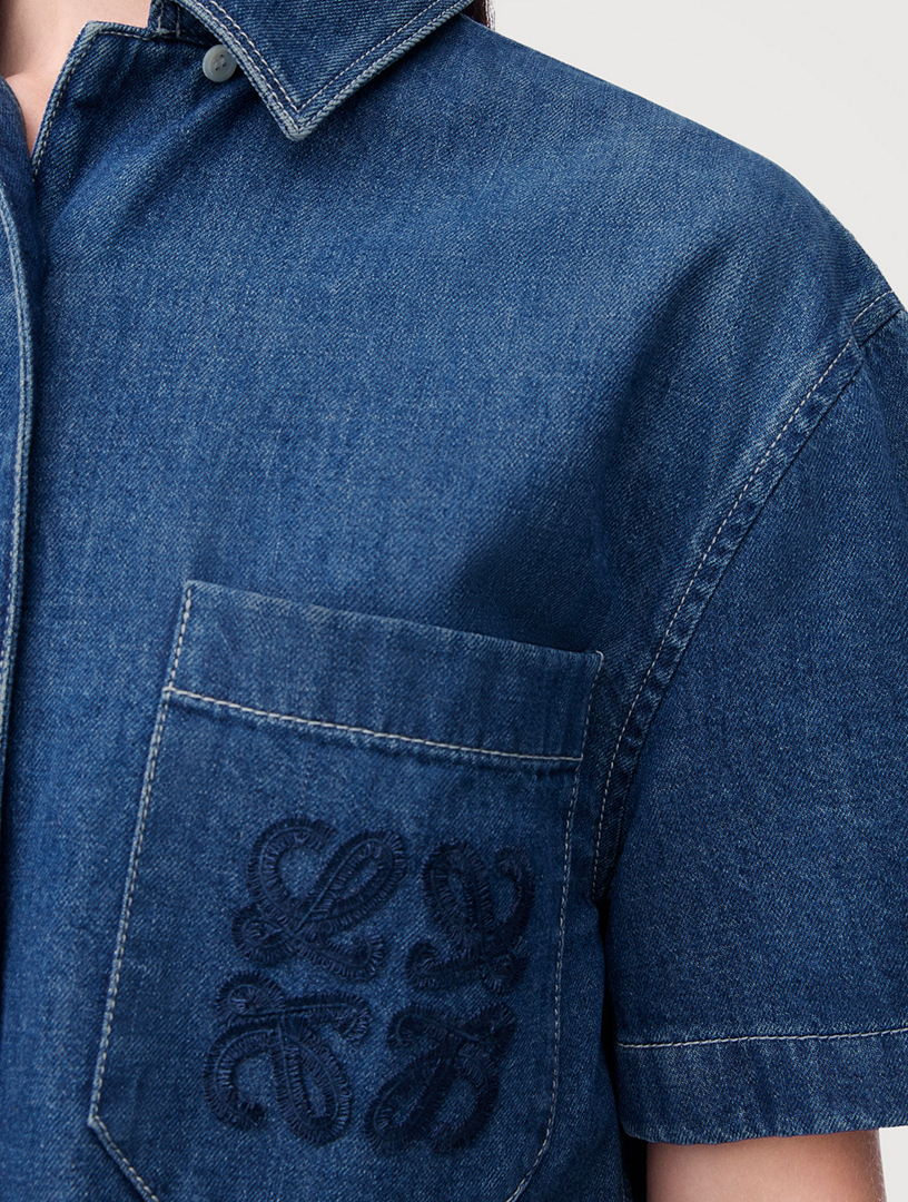 LOEWE Loewe x Paula's Ibiza Anagram Cropped Denim Shirt