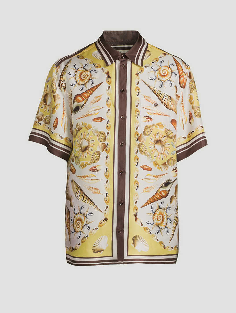 Silk Printed Short-Sleeve Shirt