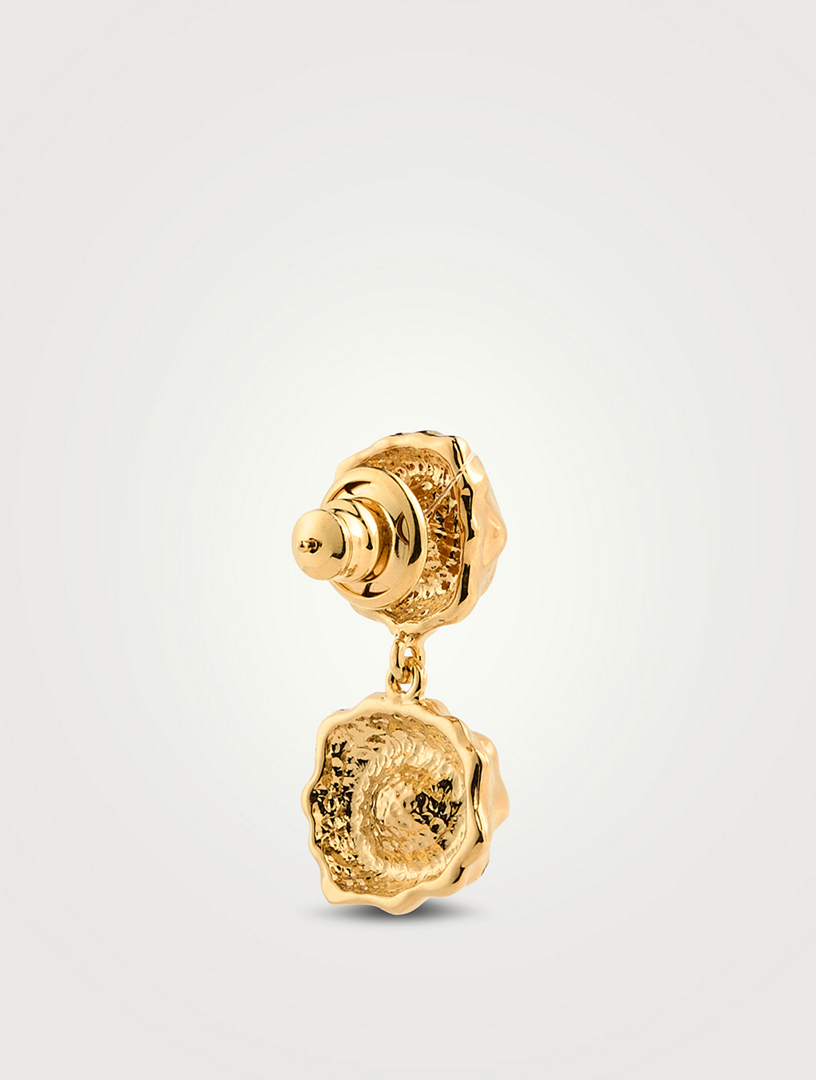 Boucles D'oreilles Oscar De La Renta – Cristaux Bleu Foncé, Plaqué Or – Neuf Avec étiquettes