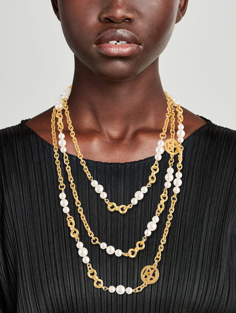 Long Pearl Chain Necklace