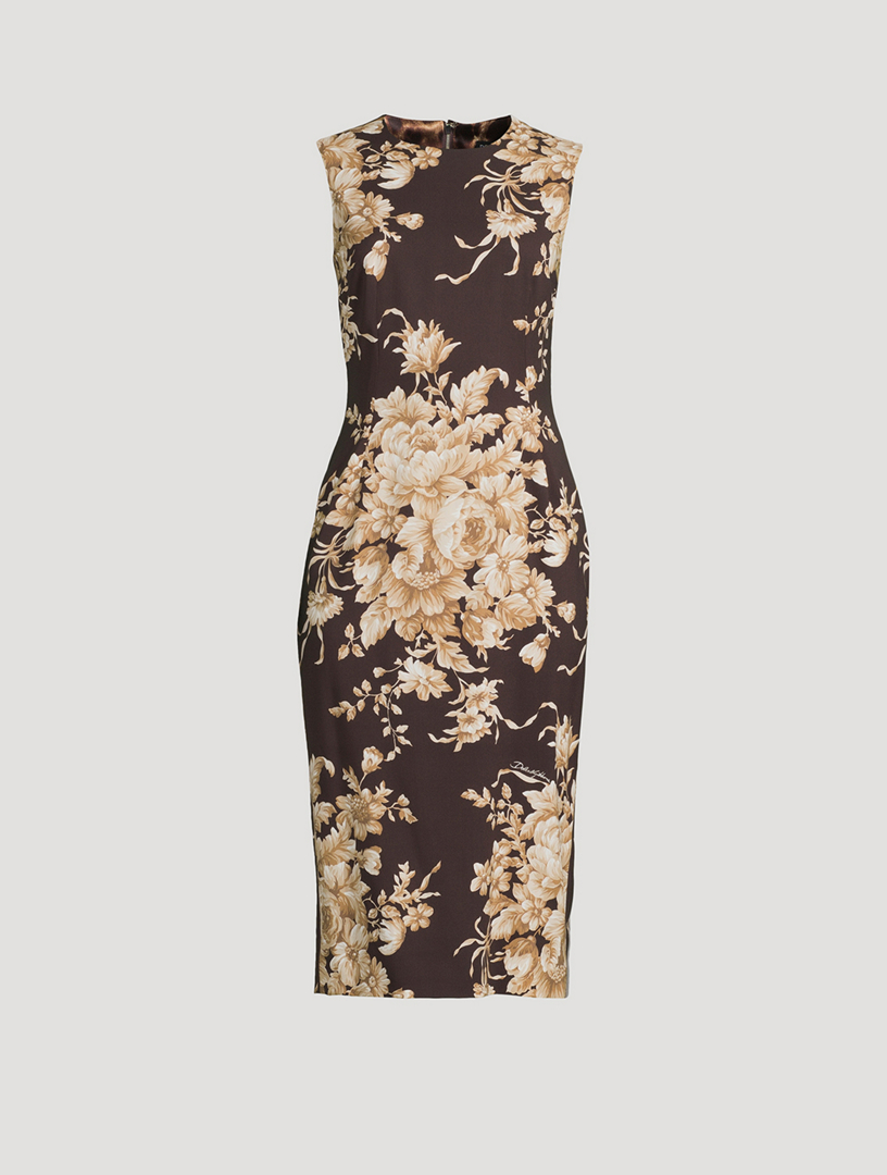 Charmeuse Sheath Dress In Rose Print