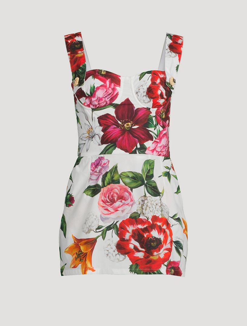 Poplin Mini Dress In Floral Print