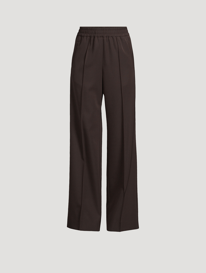 Wool Gabardine Wide-Leg Trousers