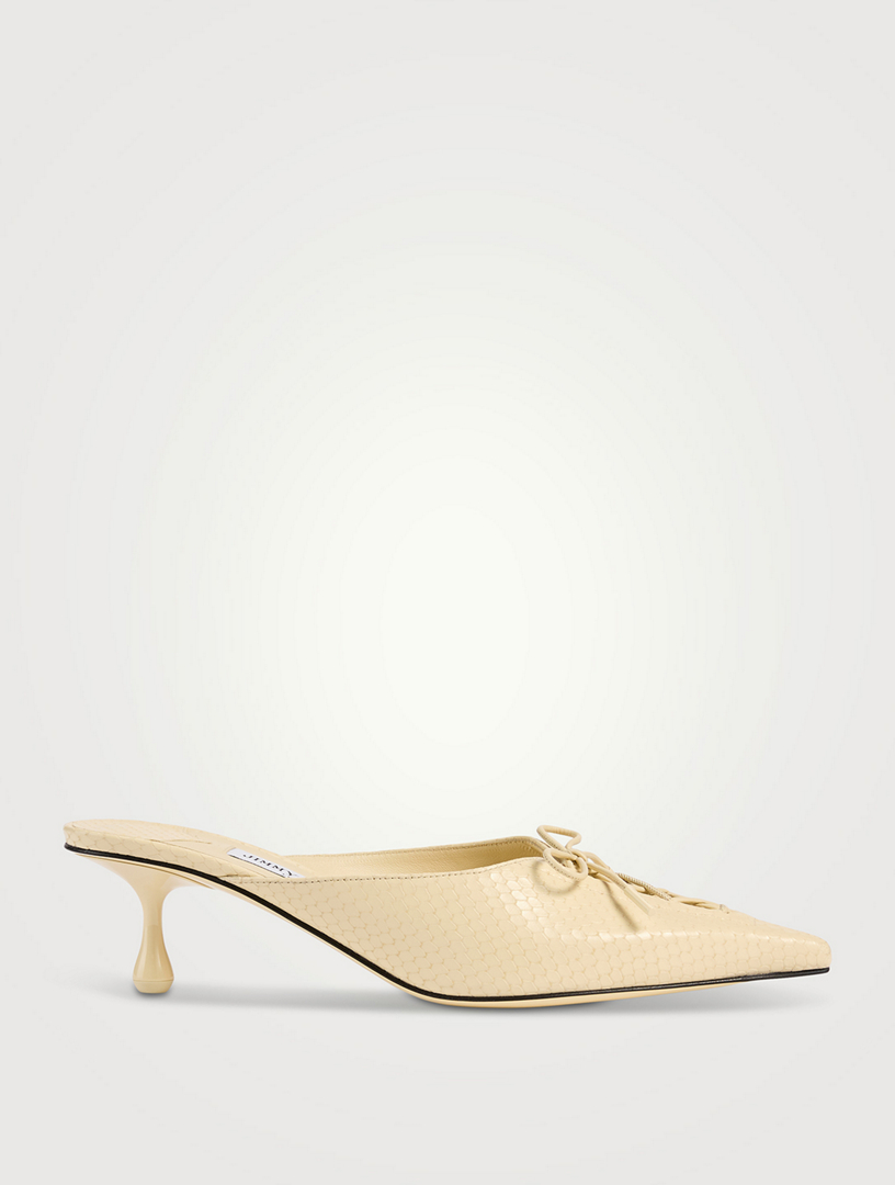 Scarlett Lizard-Embossed Leather Mules