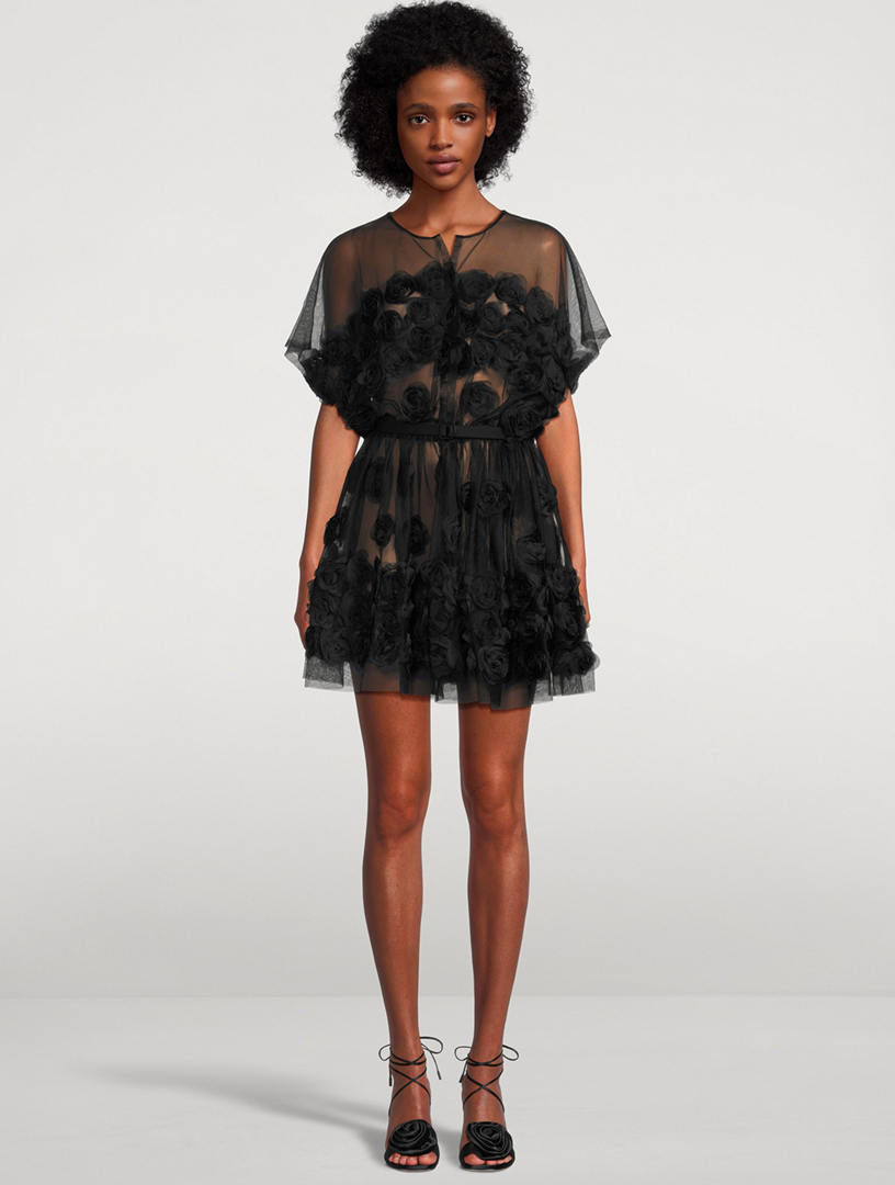 Belted Tulle Mini Dress