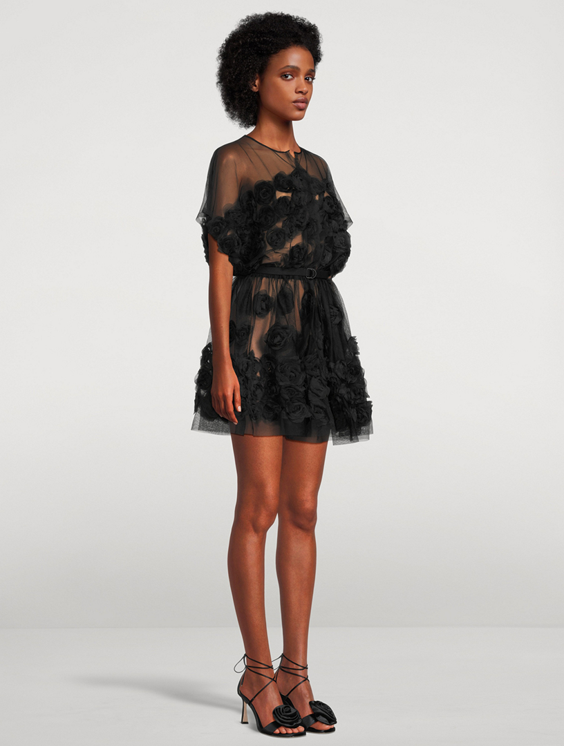Belted Tulle Mini Dress