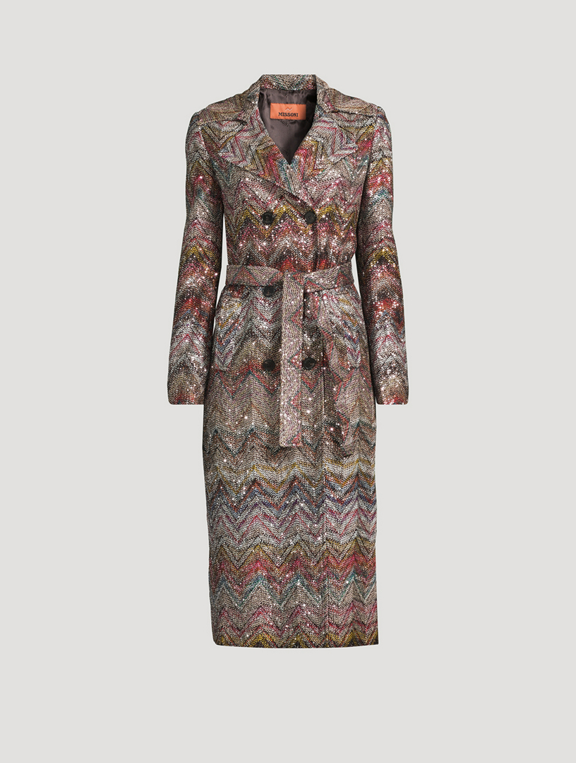 MISSONI Sequin-Embellished Double-Breasted Trench Coat Holt Renfrew