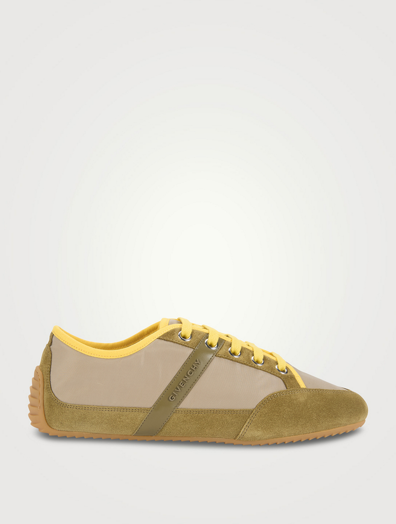 Nylon And Suede Slim Sneakers