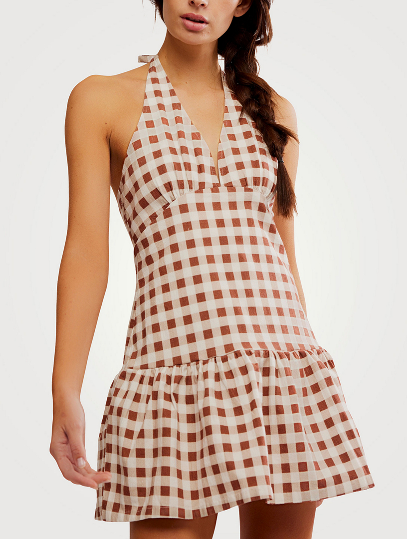 FREE PEOPLE Cecil Halter Mini Dress In Gingham Print | Holt Renfrew