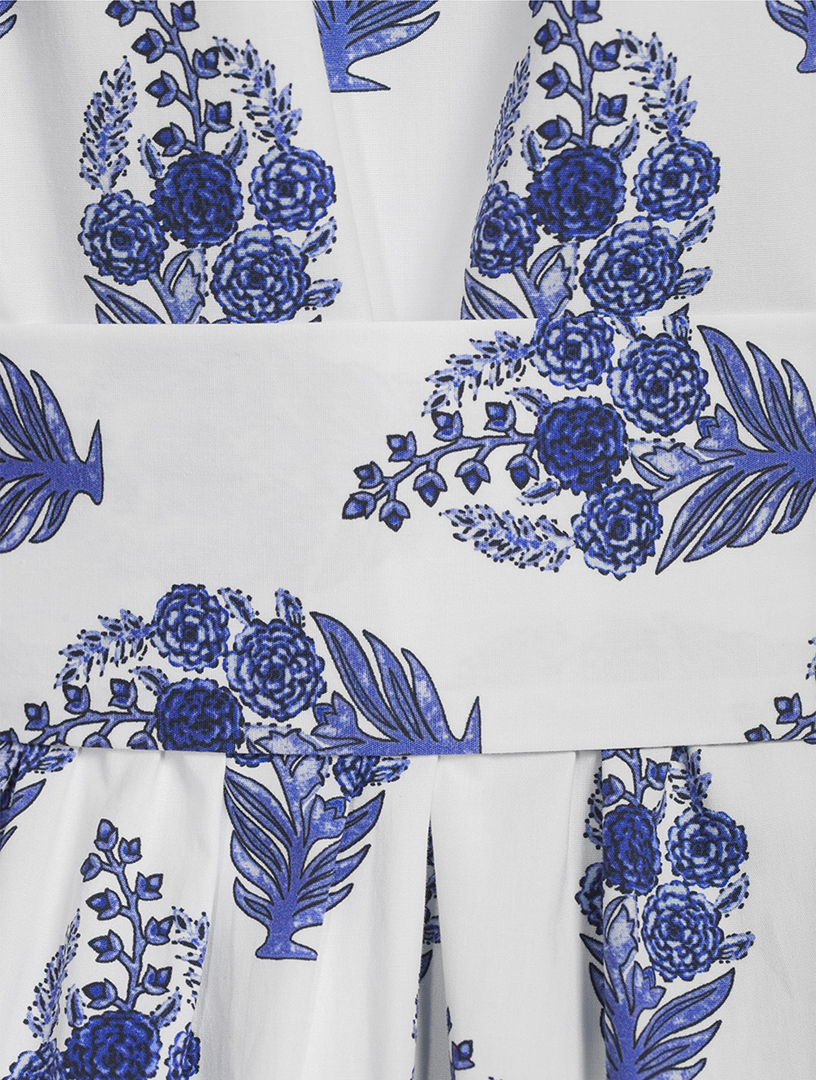 CAROLINA HERRERA Belted Poplin Shirt Dress In Floral Print