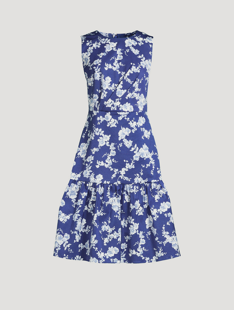 Cotton Faille Dress In Floral Print
