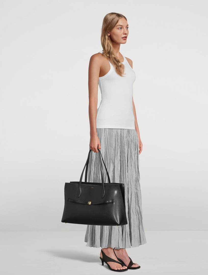 TOTEME Lounge Embroidered Leather Tote Bag | Holt Renfrew