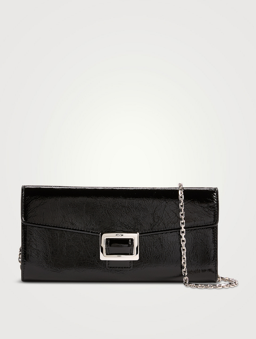 ヘアアクセサリー ROGER VIVIER Belle Vivier black patent leather wallet with c Belle Vivier Wallet on chain in patent leather Burgundy