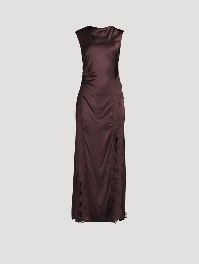 SHONA JOY Allegra Lace-Trimmed Satin Maxi Dress | Holt Renfrew