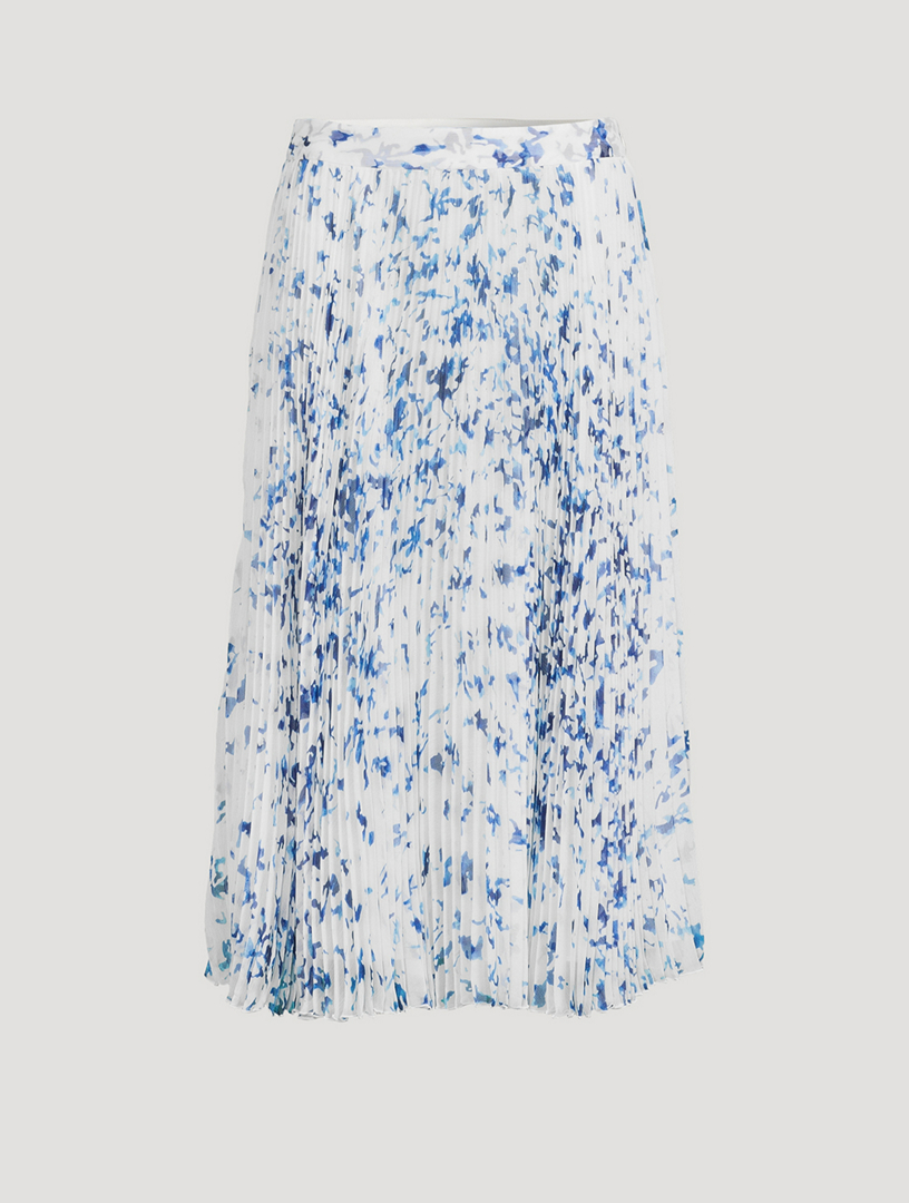 Jupe Cecily mi-longue en mousseline de soie froissée à motif floral
