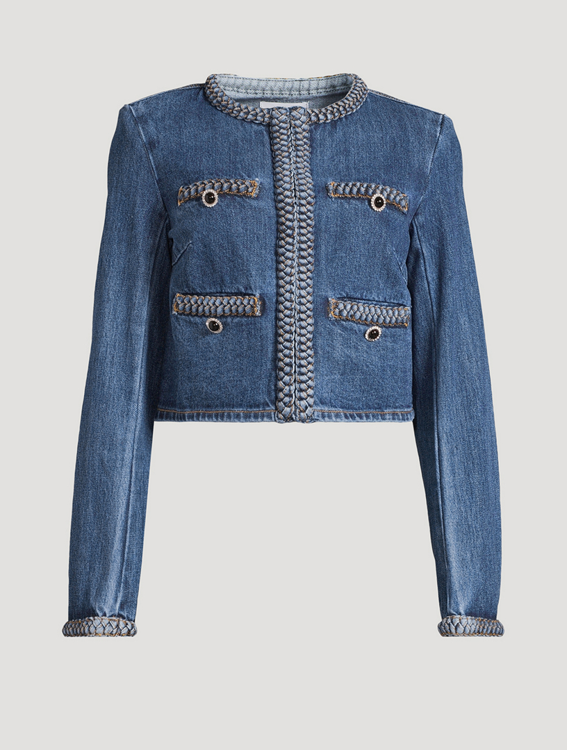 SELF-PORTRAIT Braided Denim Jacket | Holt Renfrew