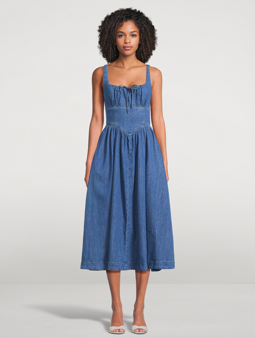 balia denim dress Reformation Balia Denim Midi Dress