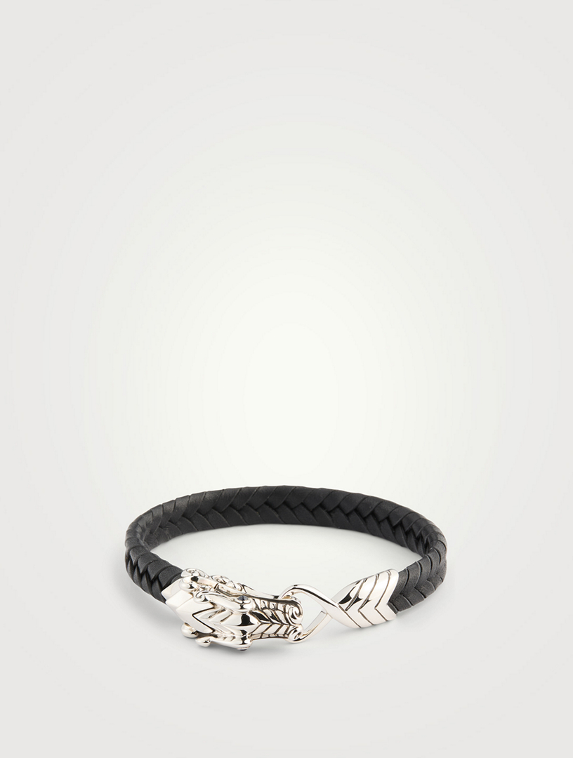 Naga Sterling Silver And Leather Bracelet