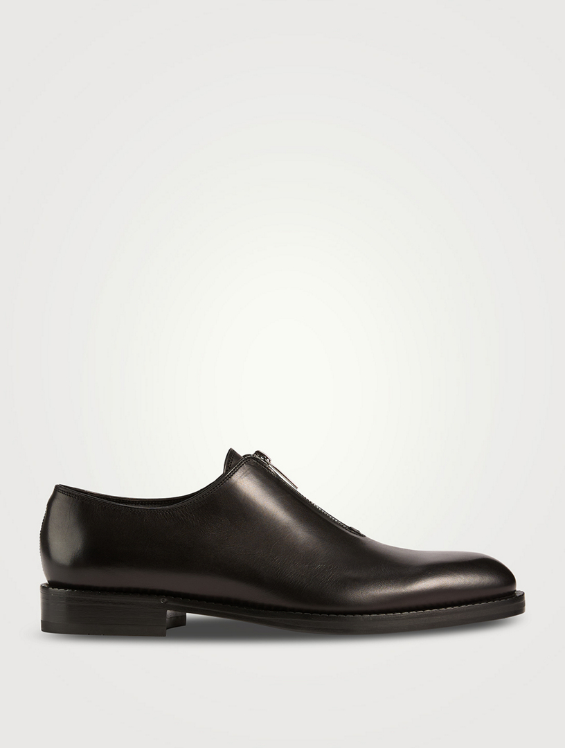 Leather Derby Shoes With Zipper