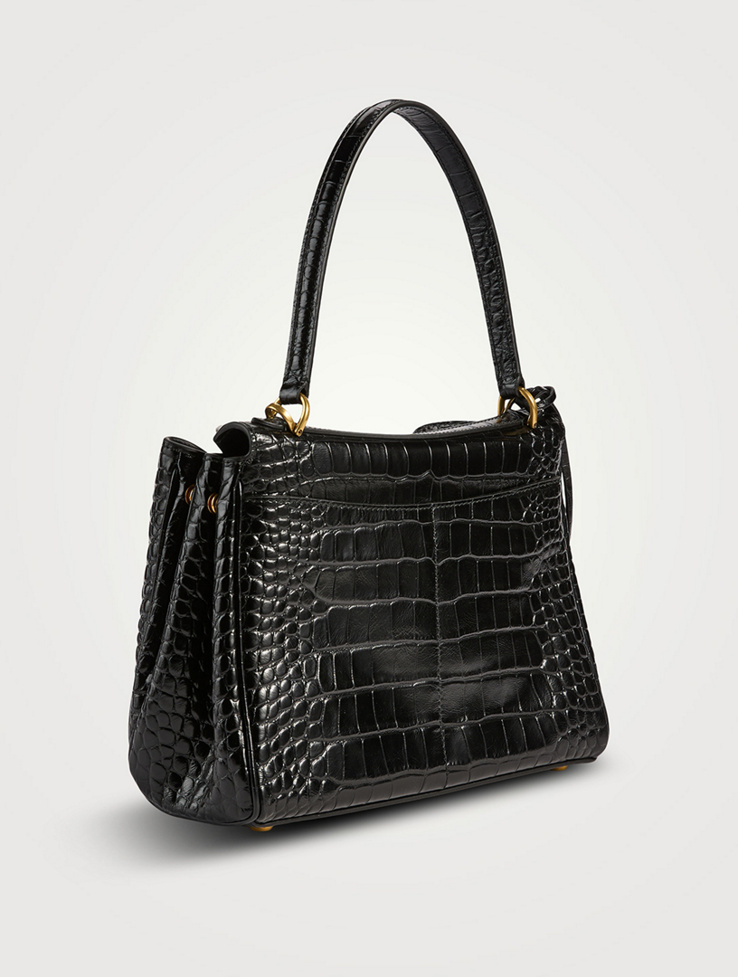 BALENCIAGA Small Rodeo Croc-Embossed Leather Satchel | Holt