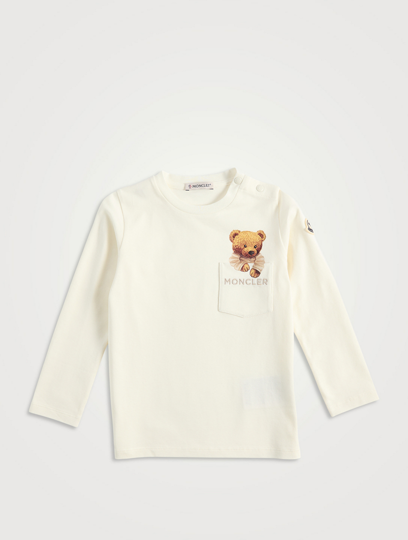 Teddy Bear Motif Cotton T-Shirt