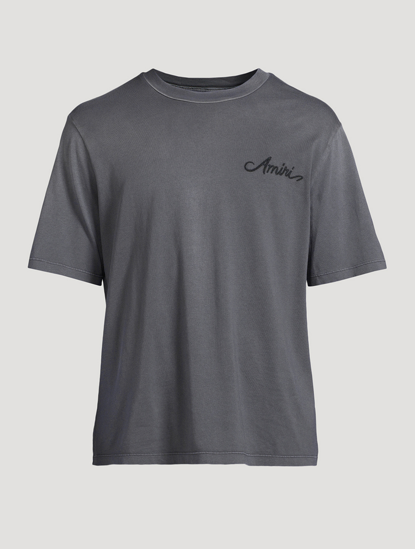 【関税込み】AMIRI グレー Bleach Bandana Patch Tシャツ AMIRI: Gray Bleach Bandana Patch T-shirt | SSENSE