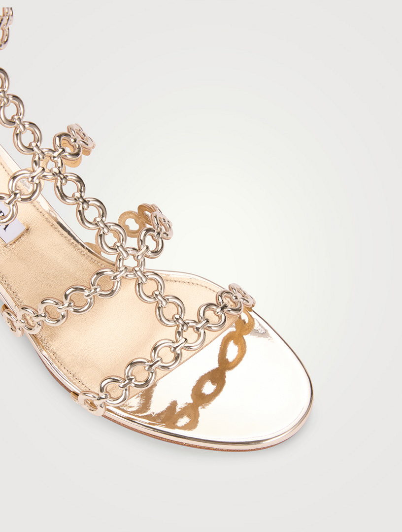 ★関税込み★ AQUAZZURA INFINITY CHAIN SANDAL Infinity Chain Sandal Flat MARRON Aquazzura@ Official