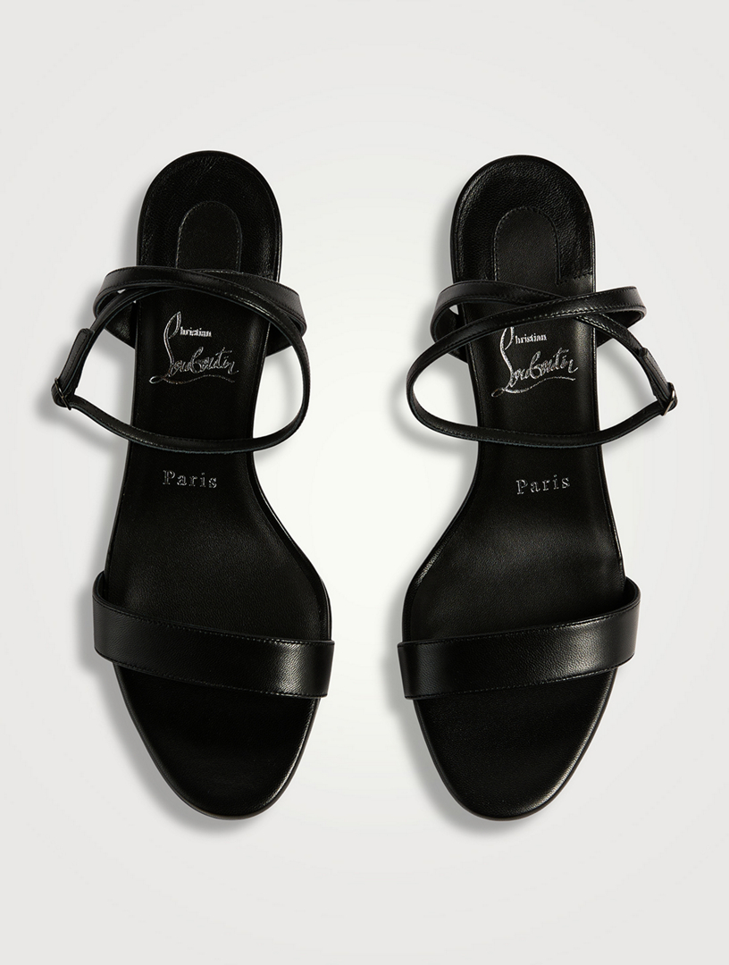 サンダル・ミュール Christian Louboutin SS25 Sandals (1250600 9002) CHRISTIAN LOUBOUTIN Miss Z Metallic Leather Sandals | Holt