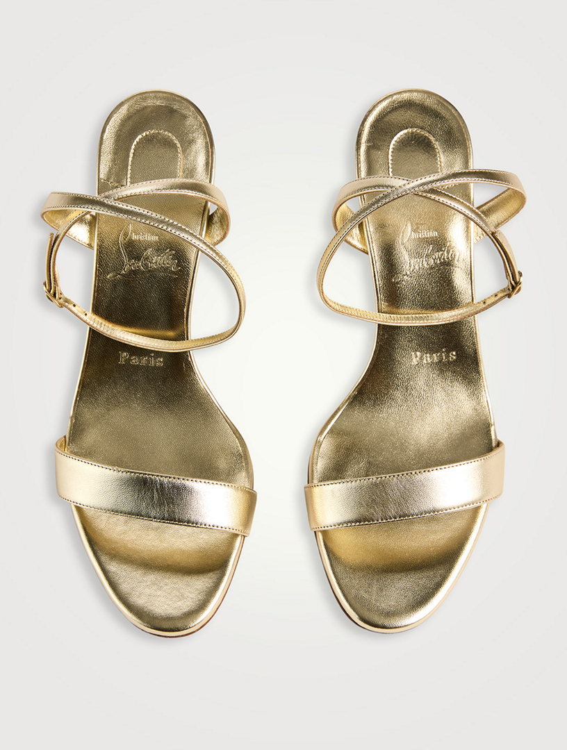 サンダル・ミュール Christian Louboutin SS25 Sandals (1250600 9002) CHRISTIAN LOUBOUTIN Miss Z Metallic Leather Sandals | Holt