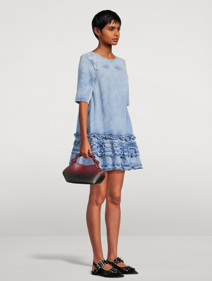 ganni cult denim mini dress GANNI Tint Edge Denim Mini Dress