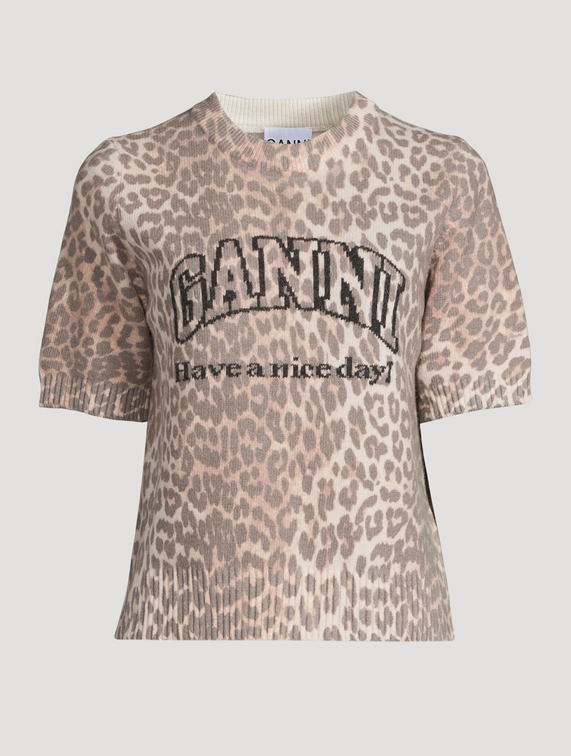 Wool-Blend T-Shirt In Leopard Print