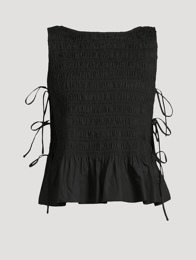 Smocked Side-Tie Blouse