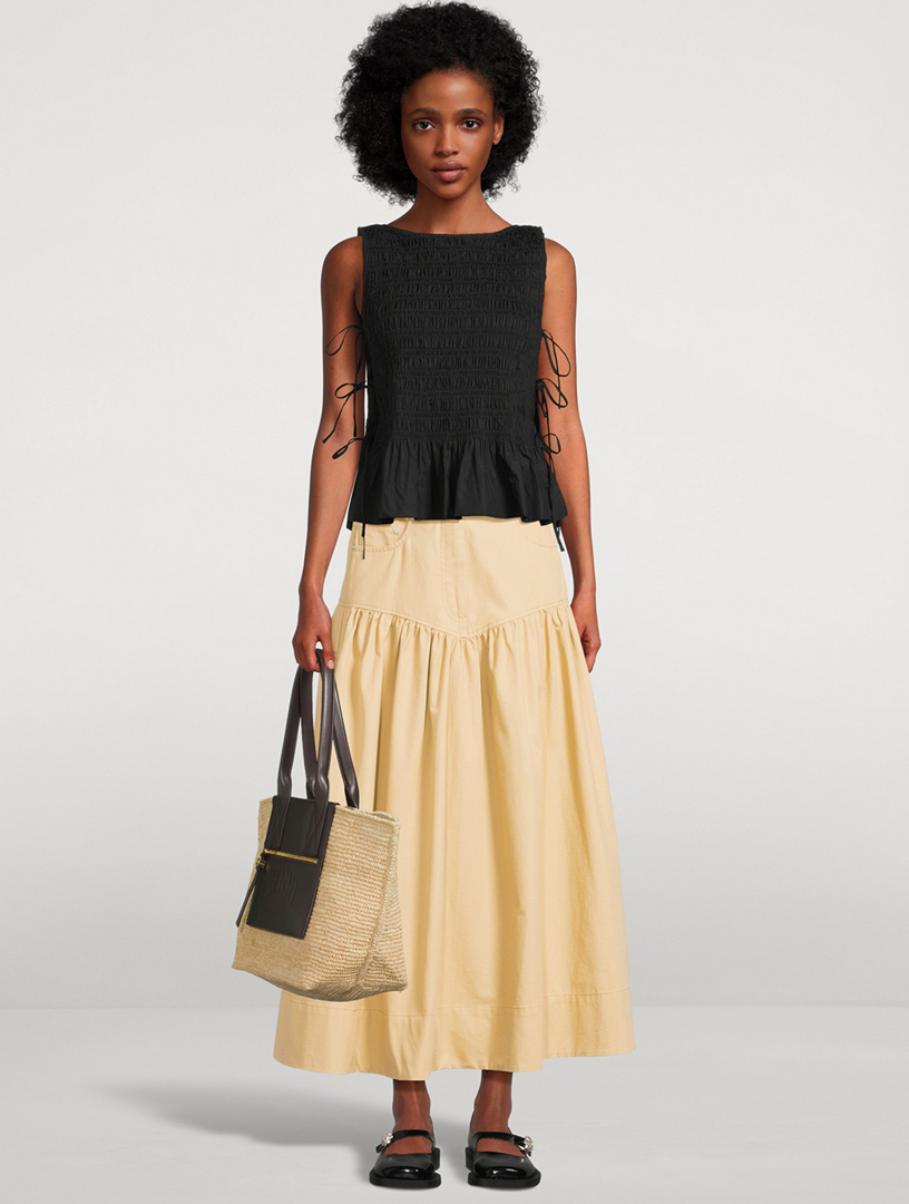 GANNI Gathered Midi Skirt | Holt Renfrew