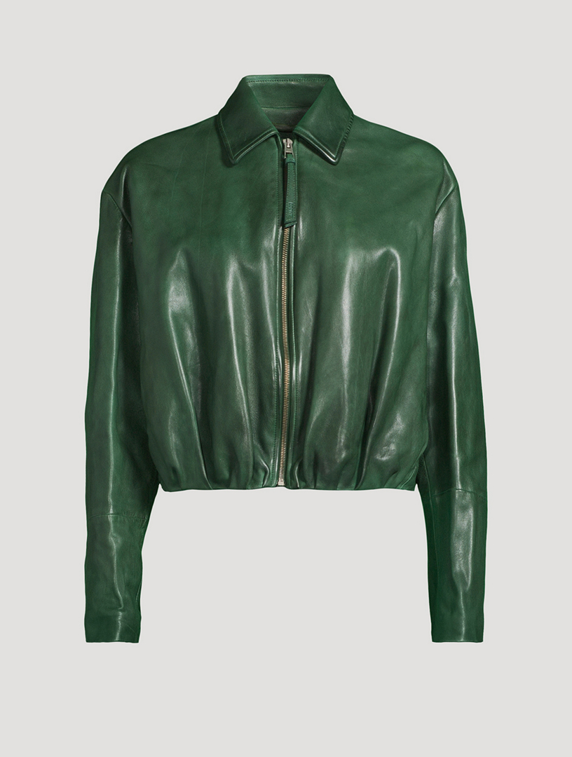 【LOEWE】80s vintage leather jacket green LOEWE】80s vintage leather jacket green LOEWE】80s vintage leather