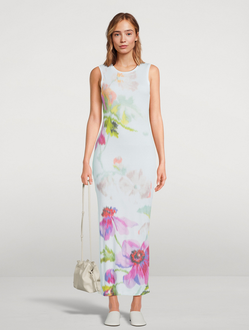 spaghetti strap summer dress ZAPAKA Women Green Summer With Slit Printed Spaghetti Straps A Line Midi Beach Dress, Green / M main image 1