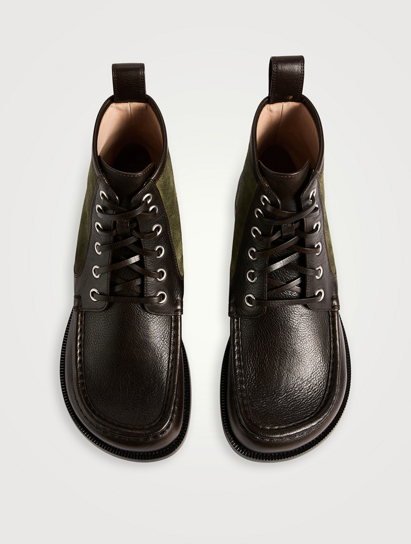 LOEWE Leather And Suede Campo Loafer Bootie | Holt Renfrew