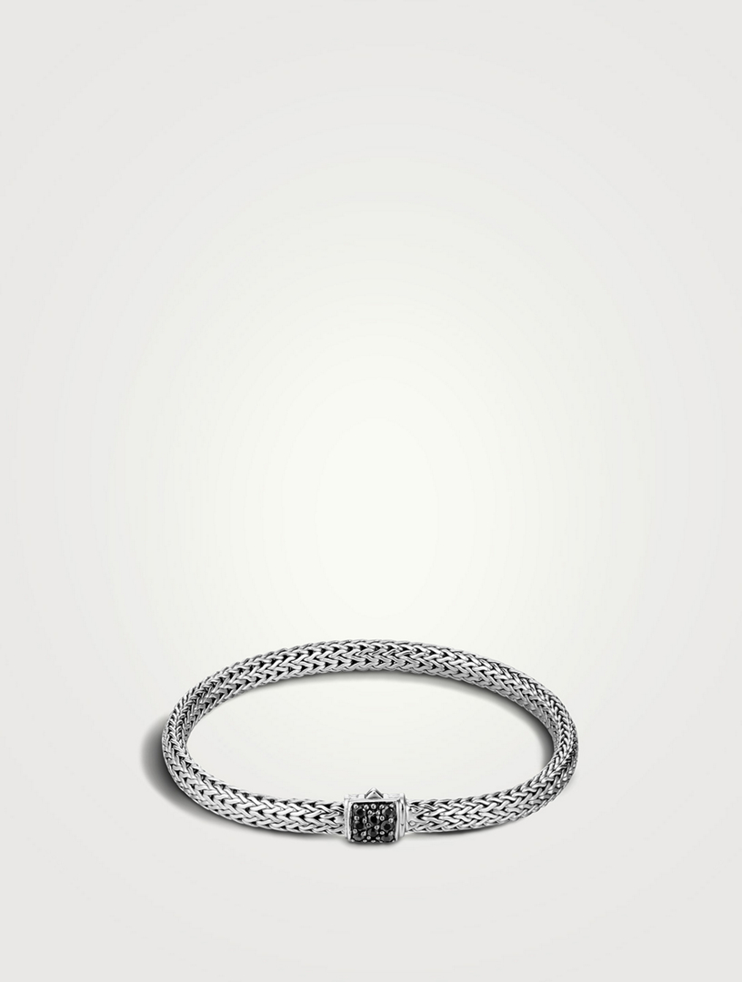 Classic Chain Silver Bracelet With Black Sapphire