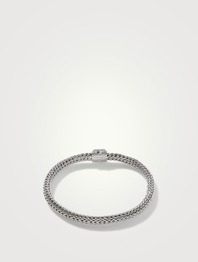 Classic Chain Silver Bracelet With Black Sapphire