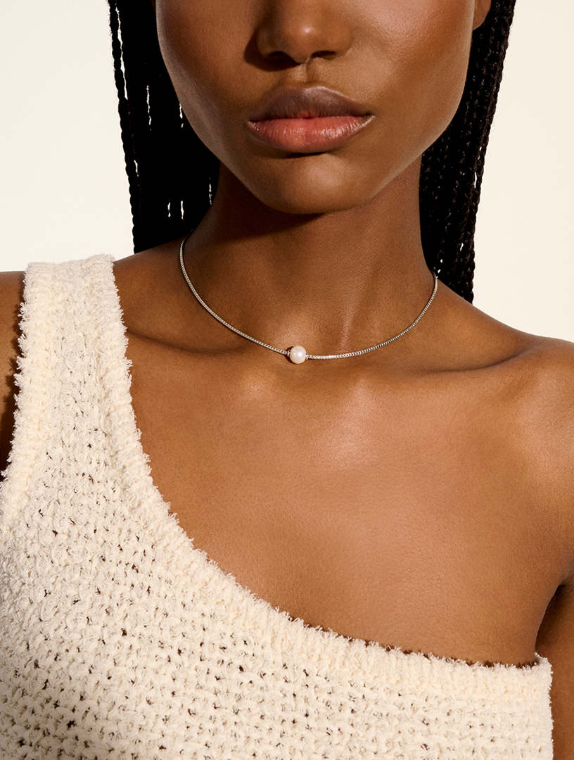 JH Essentials Sterling Silver Chain Necklace With Pearl